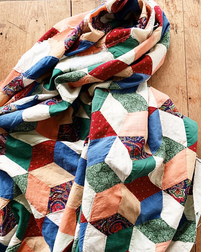 Vintage Cotton Patchwork Quilt Top
