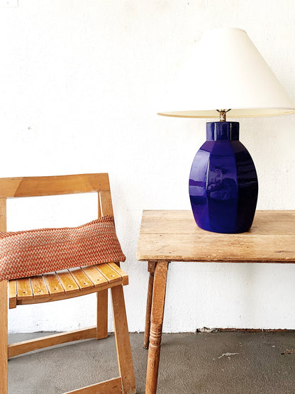Vintage Cobalt Blue Ceramic lamp with Shade