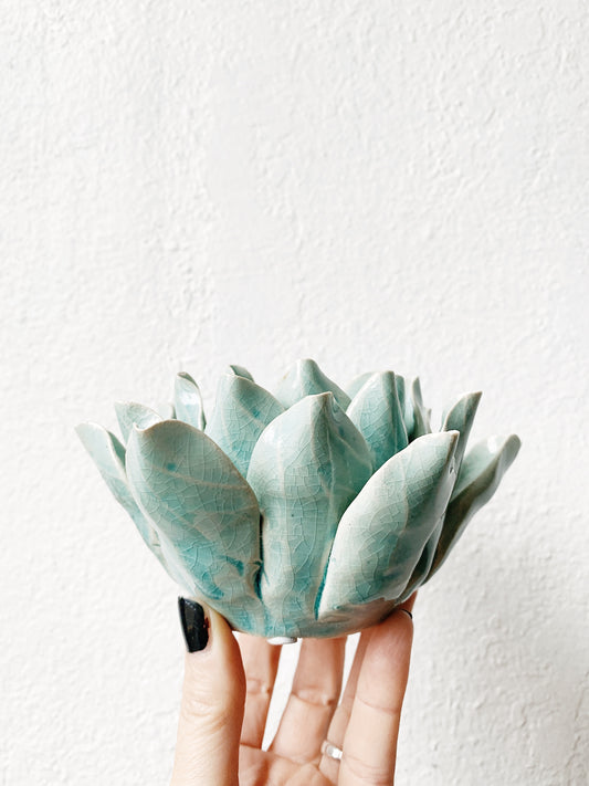Handmade Ceramic Lotus Votive Holder