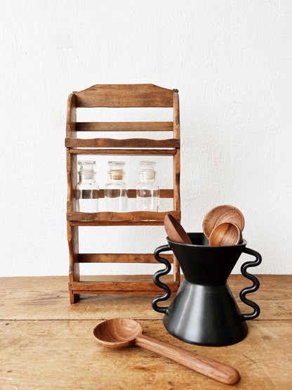 Vintage Wooden Apothecary Rack and Jars