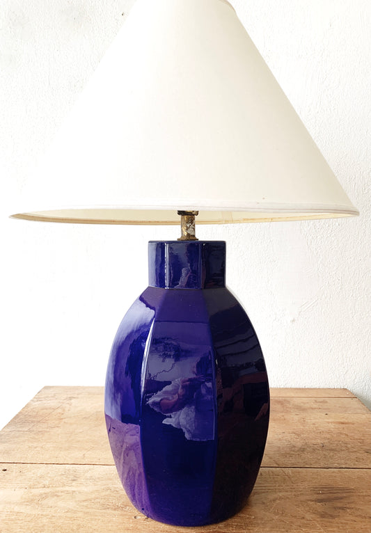 Vintage Cobalt Blue Ceramic lamp with Shade