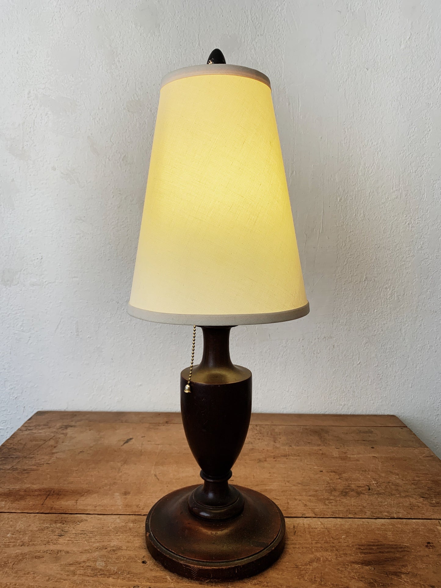 Antique Turned Wood Lamp with Shade