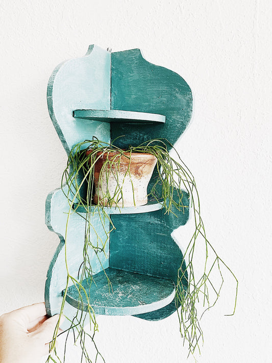 Vintage Turquoise Corner Shelf