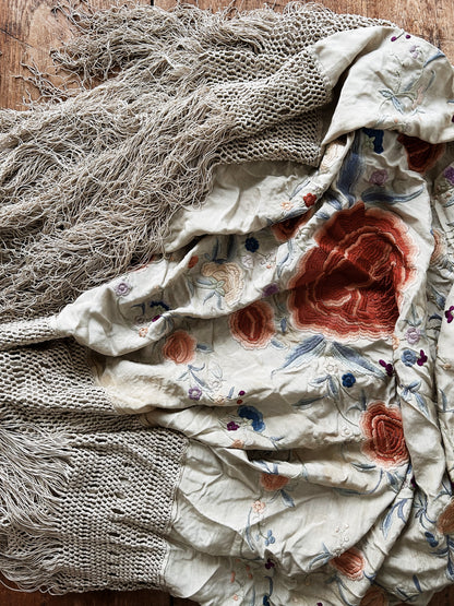 Antique Embroidered Silk Textile