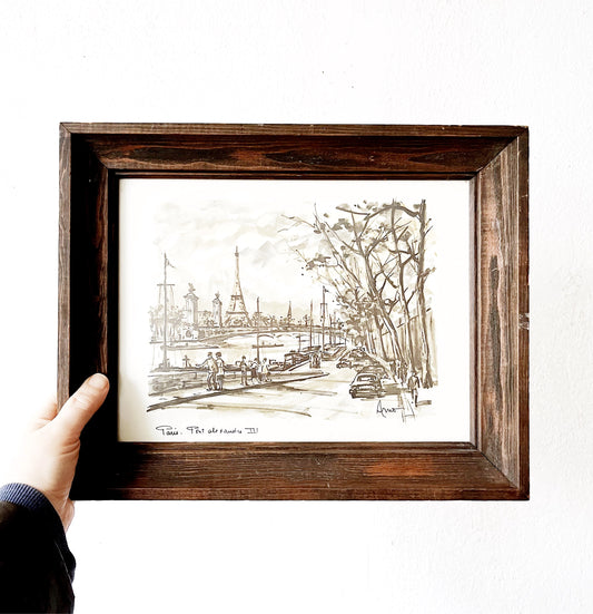 Mid Century Framed Paris Lithograph