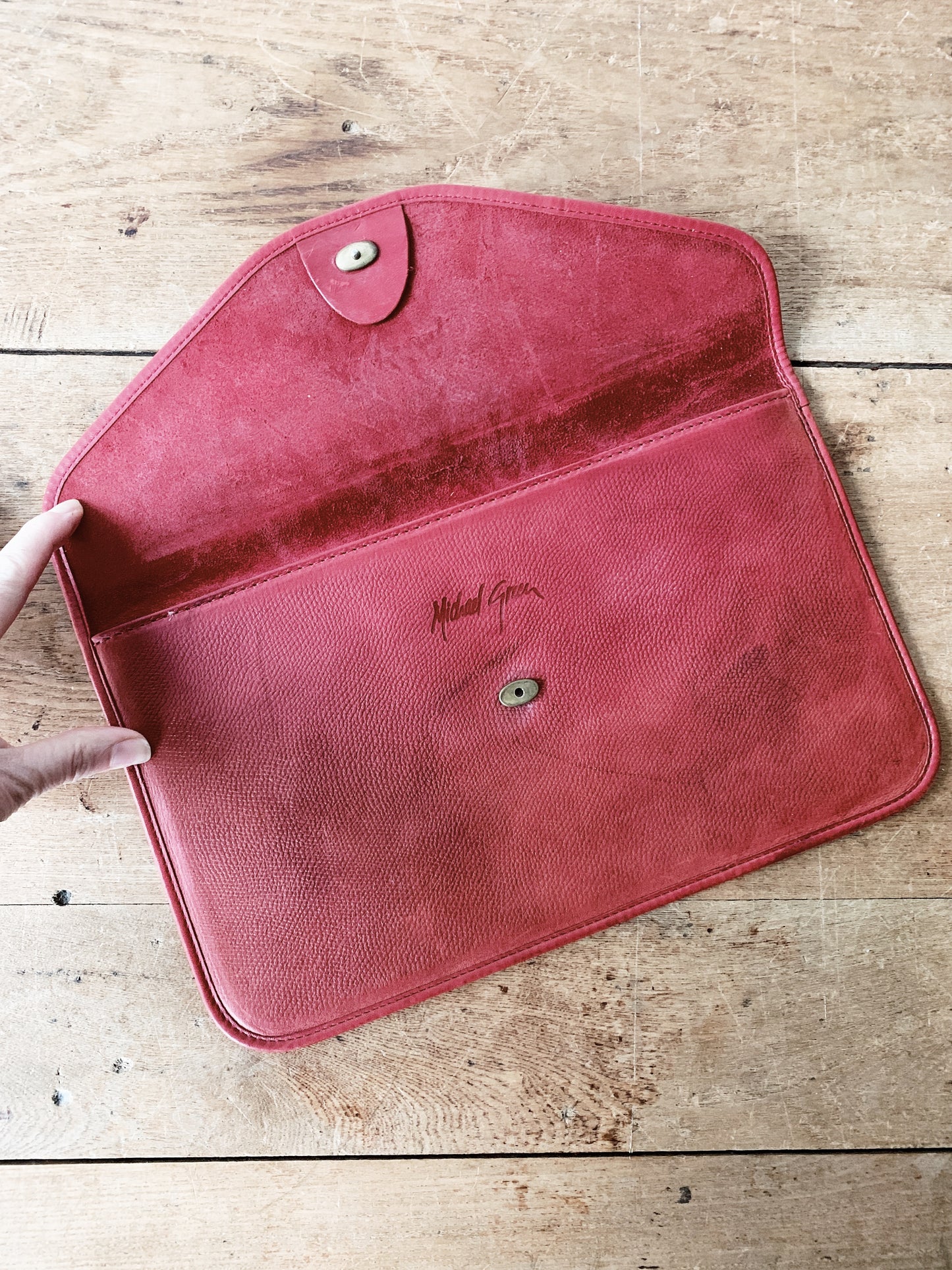 Michael Green Pebbled Leather Clutch