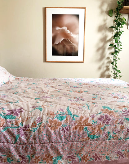 Vintage Quilted Cotton Reversible Bedspread