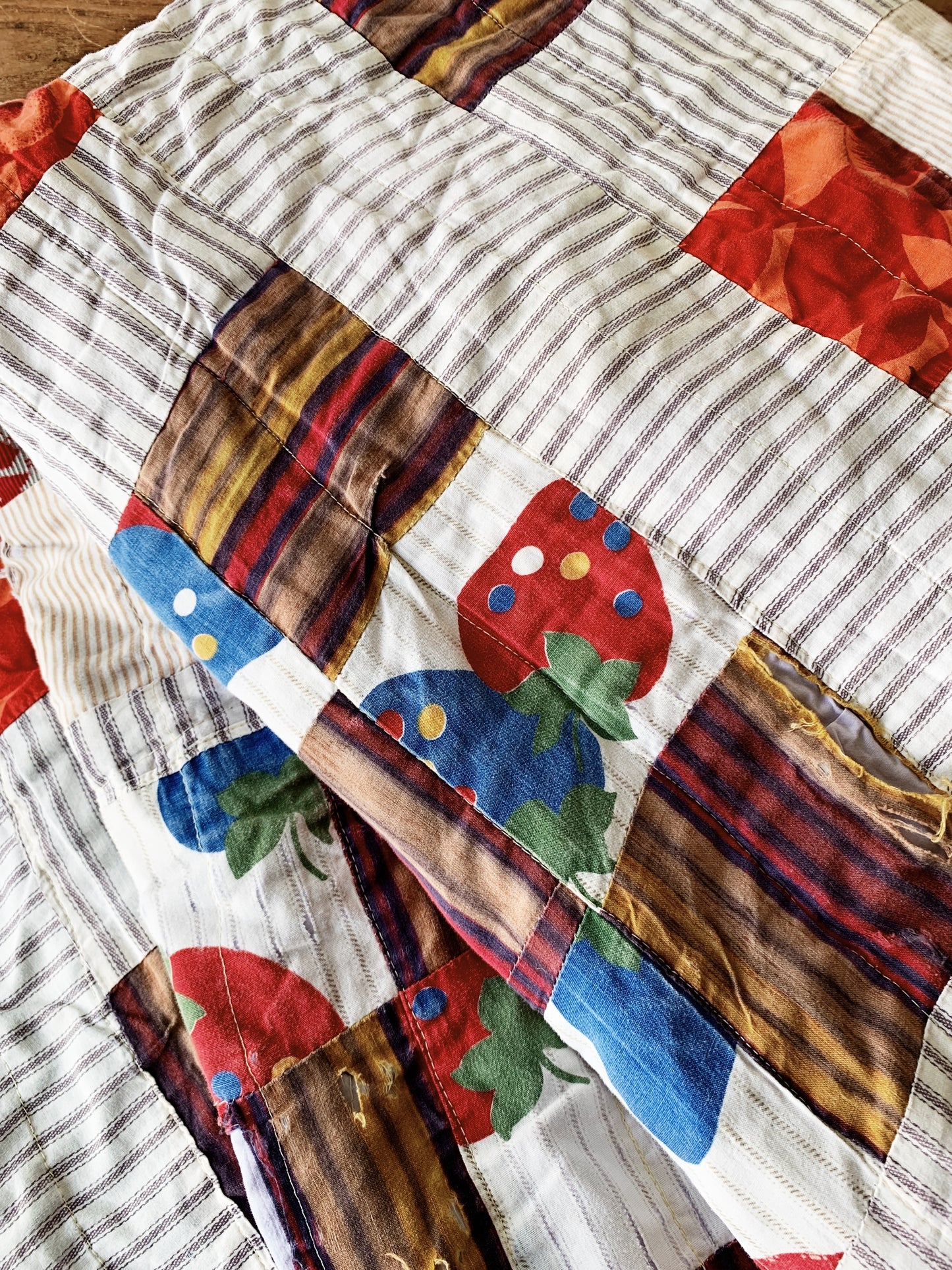 Antique Hand Sewn Cotton Patchwork Quilt