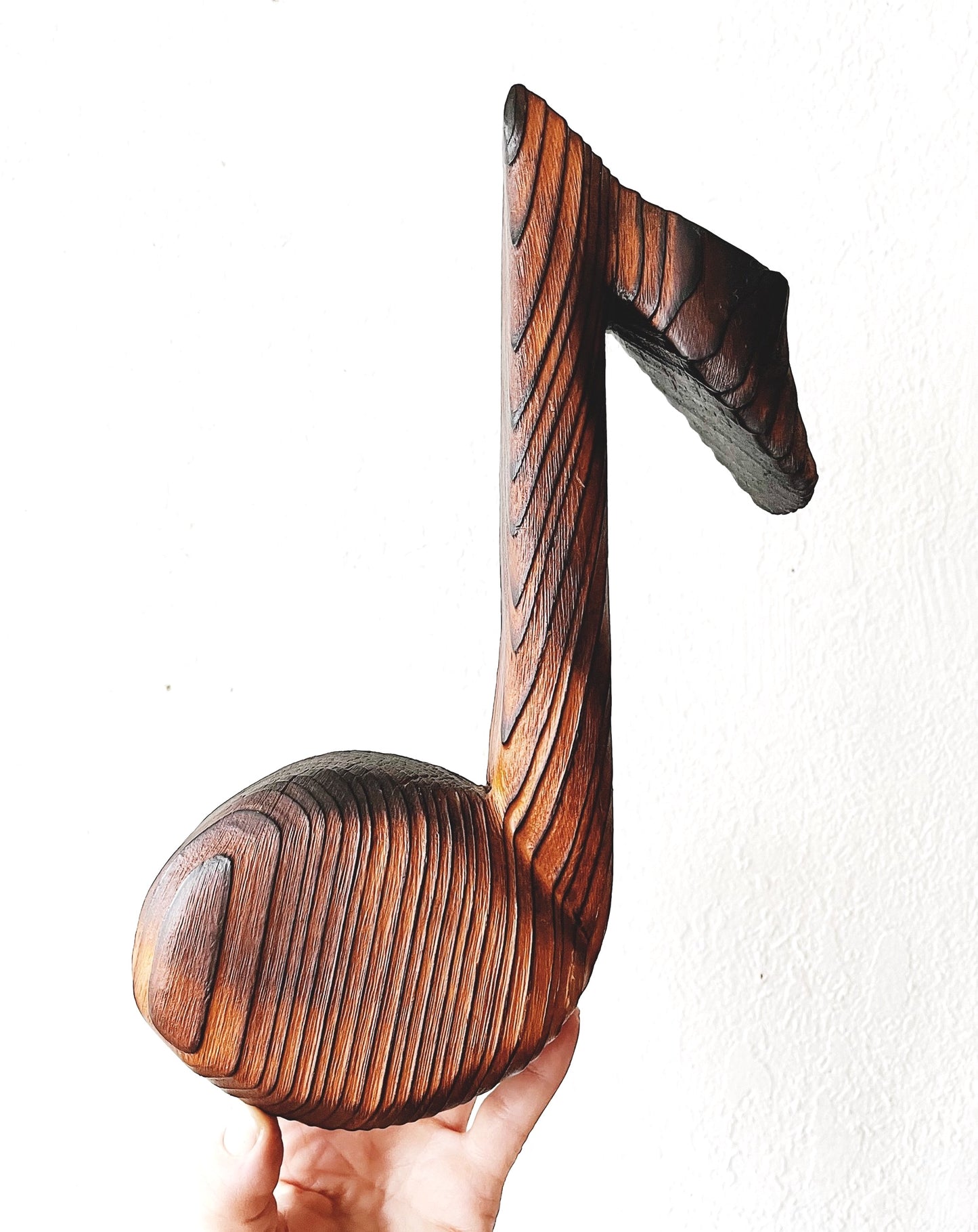 1970s Carved Wood Musical Note