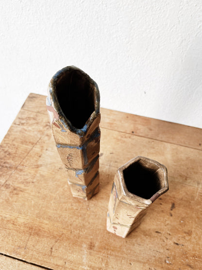 Handmade Studio Drip Pottery Pair