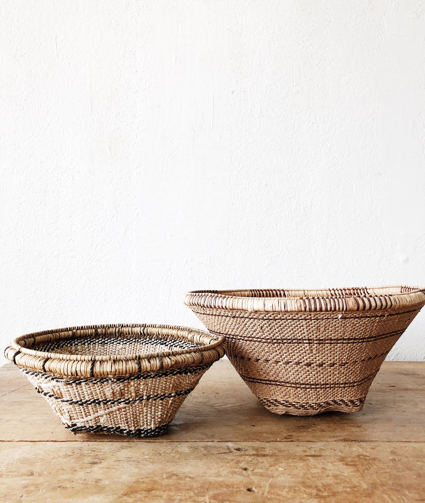 Vintage South African Woven Basket Pair