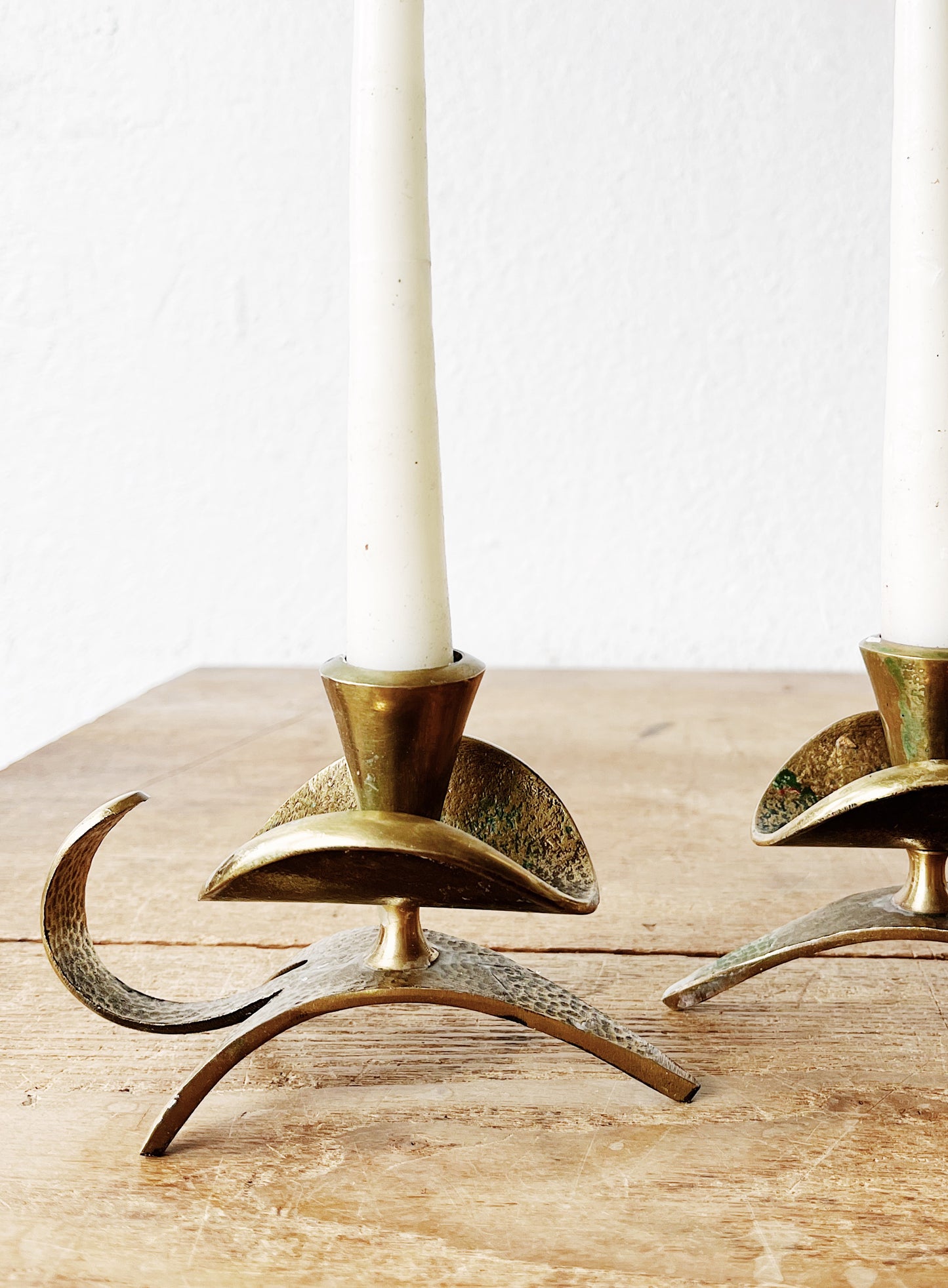 Mid Century Brass Candle Holders