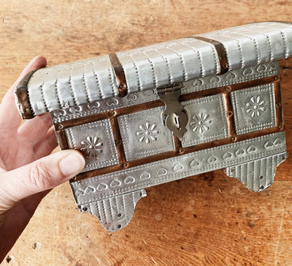 Pressed Tin and Copper Jewelry Chest