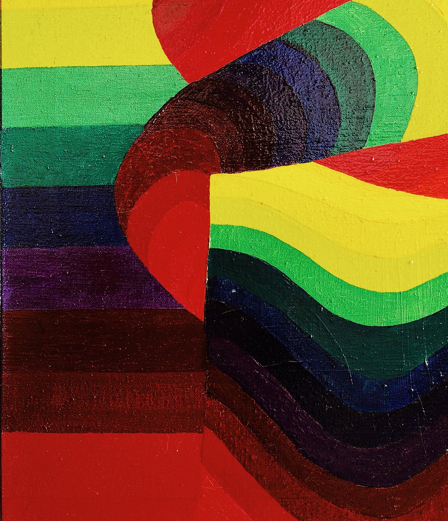 Vintage Op Art Oil Painting