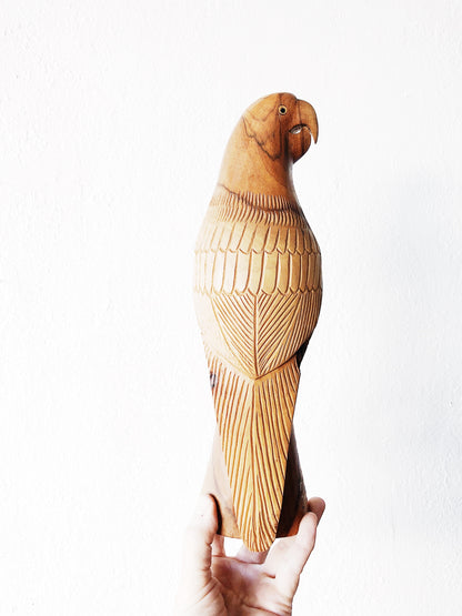 Vintage Carved Wood Parrot