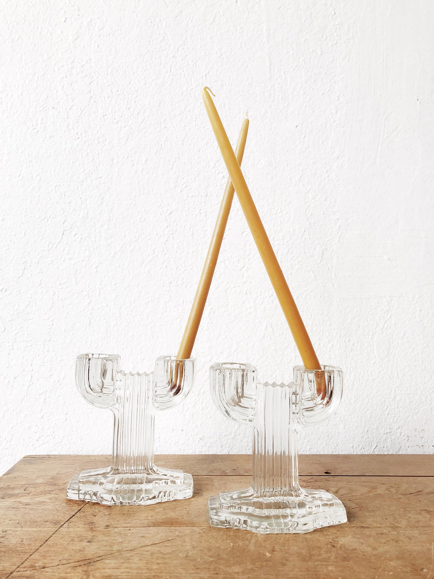 Vintage Cut Glass Cactus Candle Holder