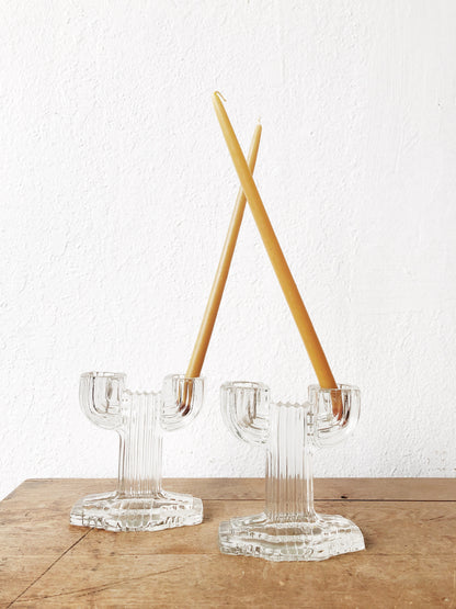 Vintage Cut Glass Cactus Candle Holder