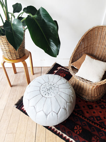 Leather Moroccan Pouf Ottoman