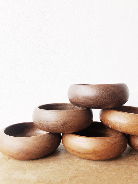 Vintage Set of Teak Bowls