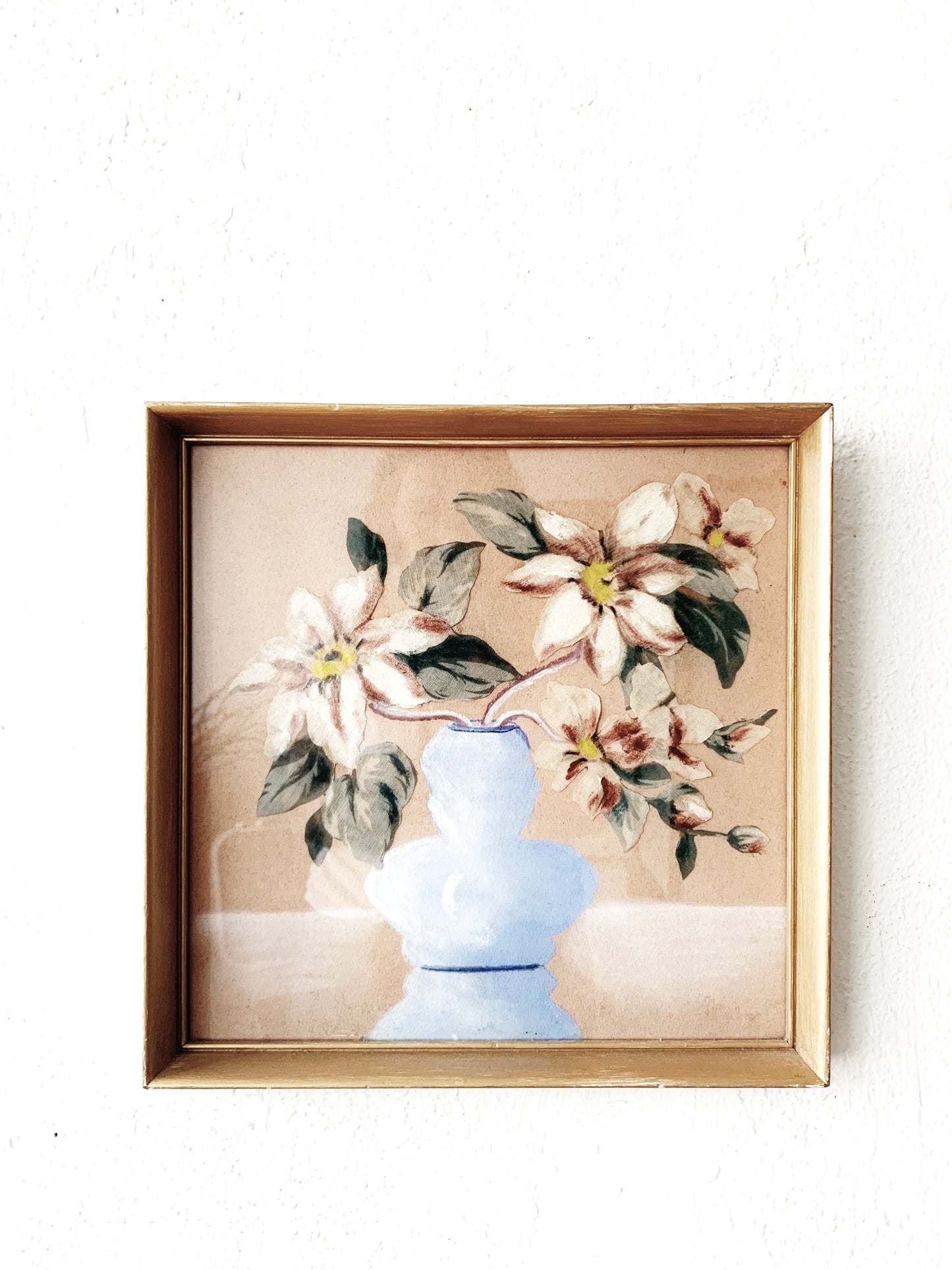 Vintage Mixed Media Floral Painting