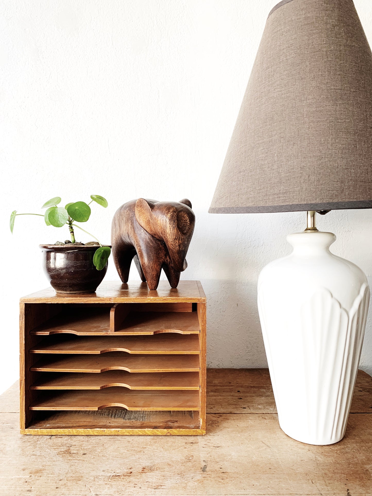 Vintage Wood Desktop Flat File