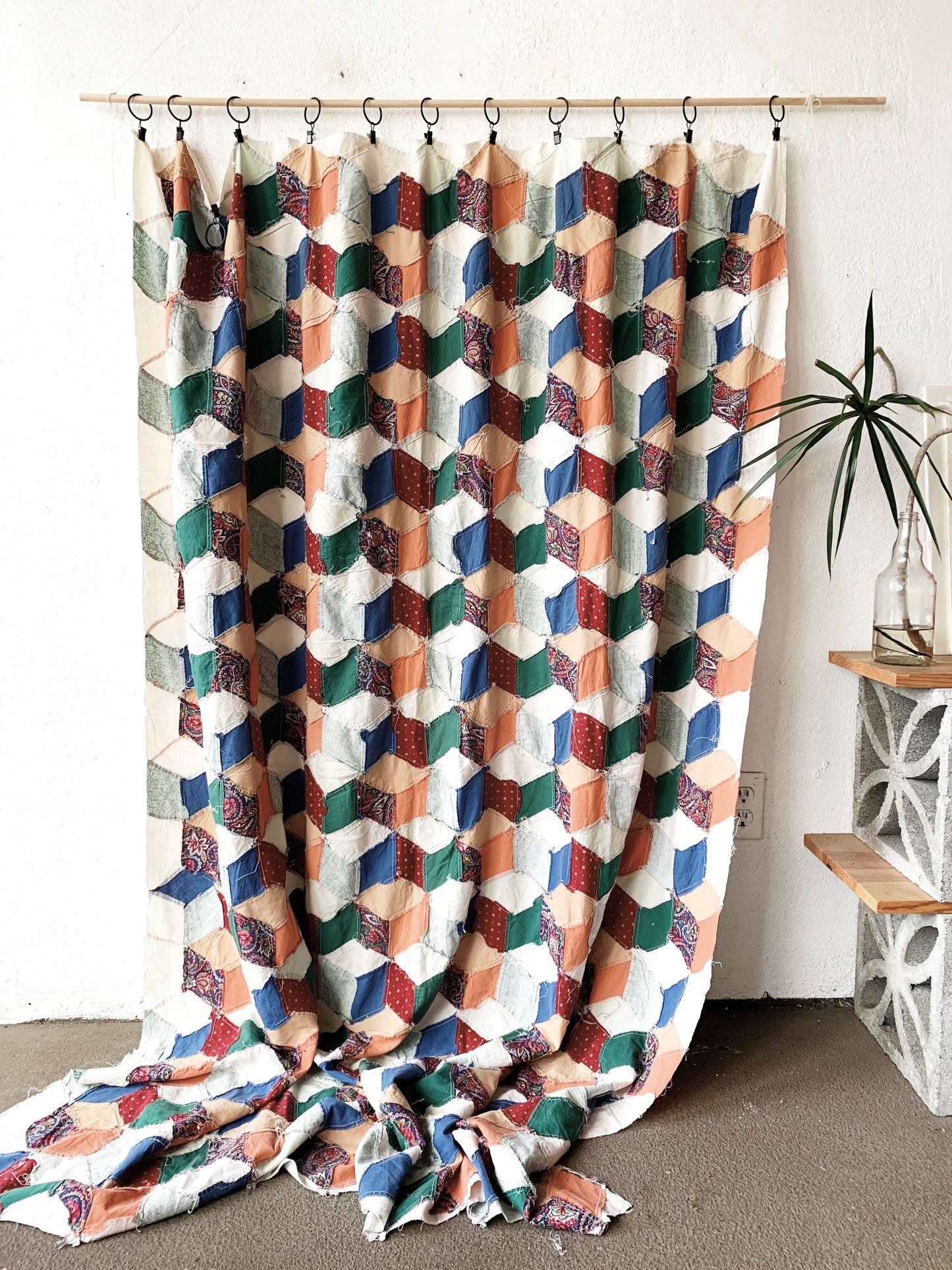 Vintage Cotton Patchwork Quilt Top