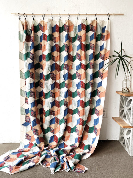 Vintage Cotton Patchwork Quilt Top