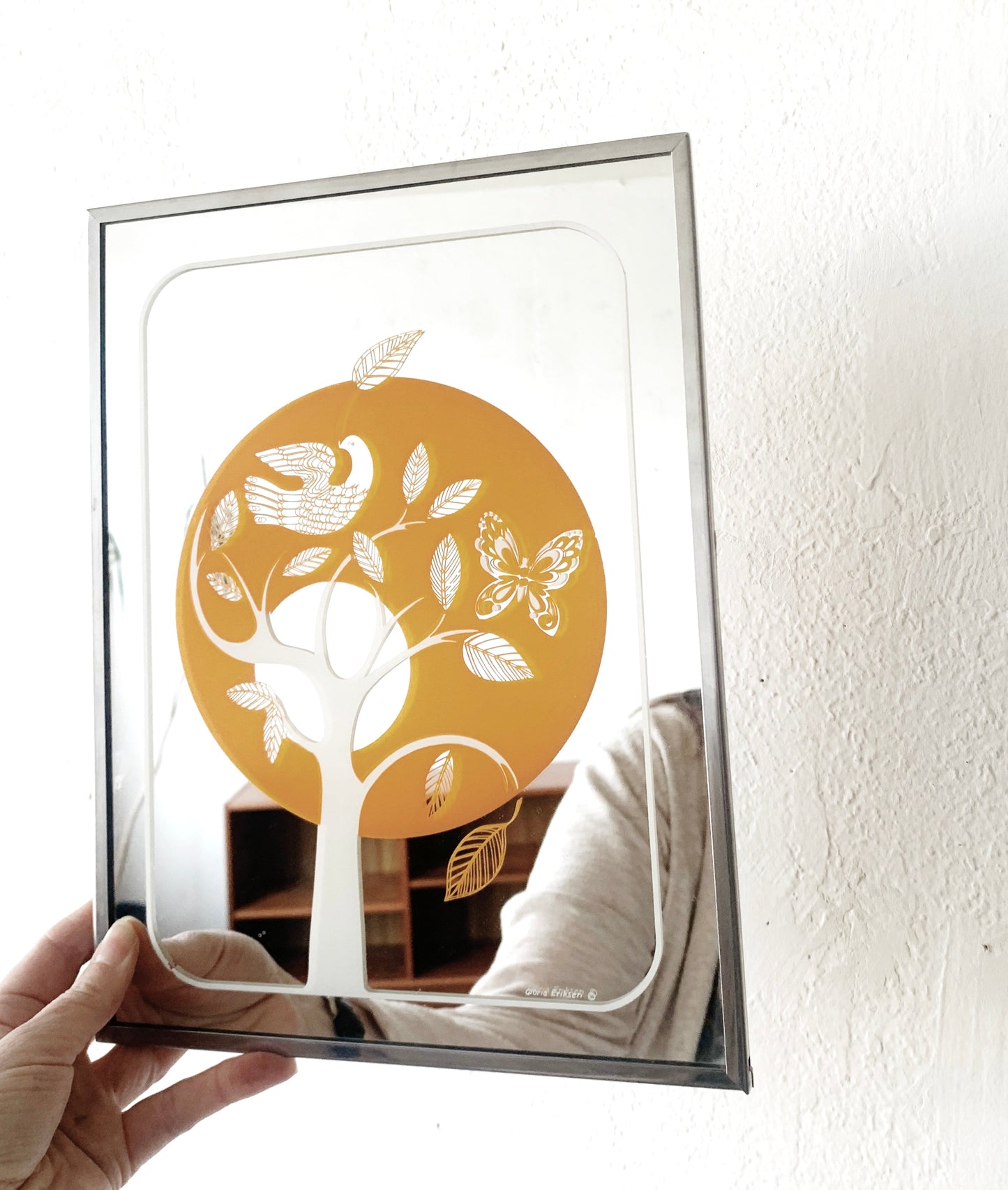 1970’s Etched Gloria Erikson Mirror