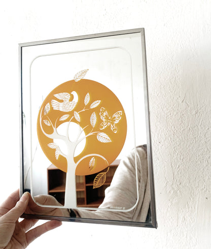 1970’s Etched Gloria Erikson Mirror