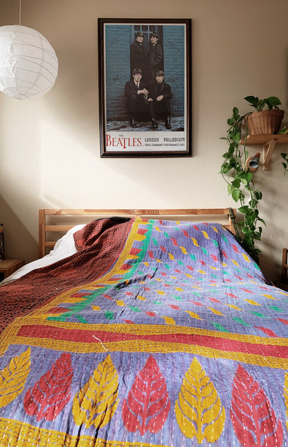 Vintage Reversible Kantha Quilt