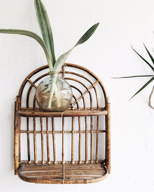 Vintage Arched Bamboo Shelf