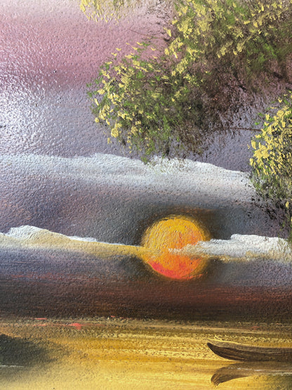 Vintage Sunset Oil Painting