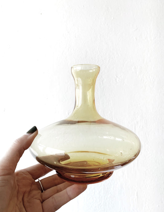 Vintage Hand Blown Amber Vase