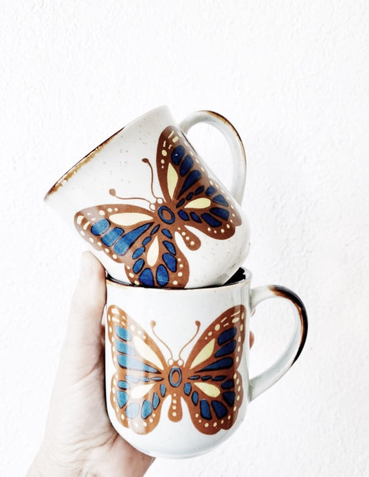 Vintage Butterfly Mug Pair