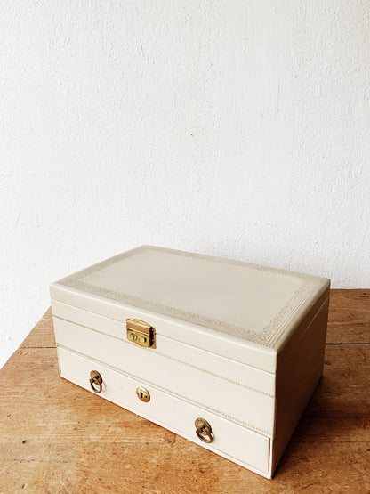 Large Vintage Leather Bound Velvet Lined Jewelry Box