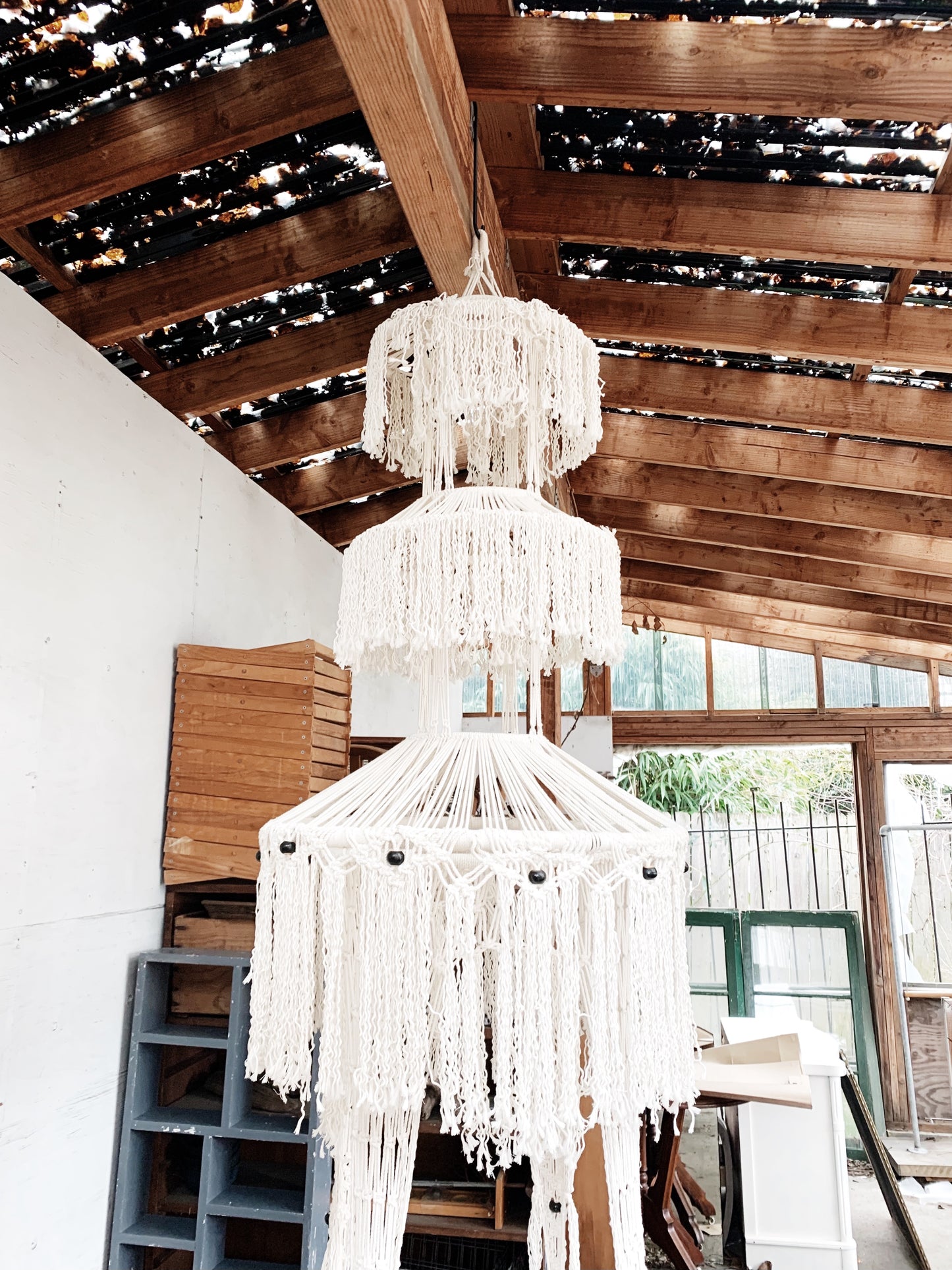 Huge Vintage Hanging Macrame Art / Table