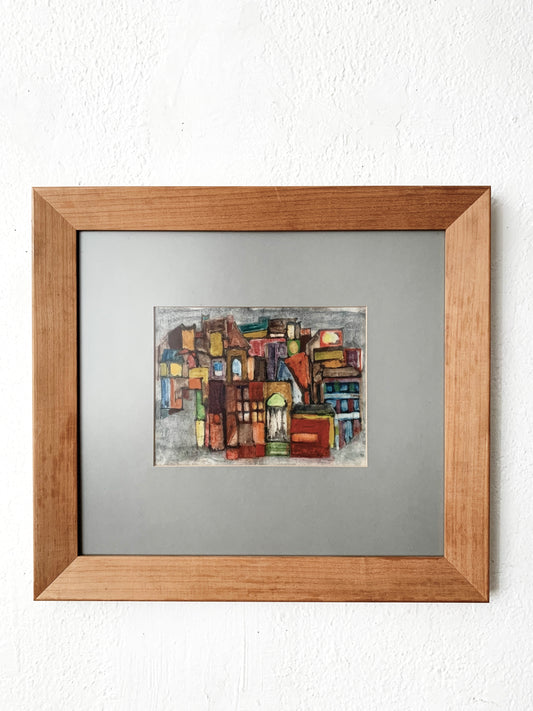 Vintage Original Mixed Media Abstract