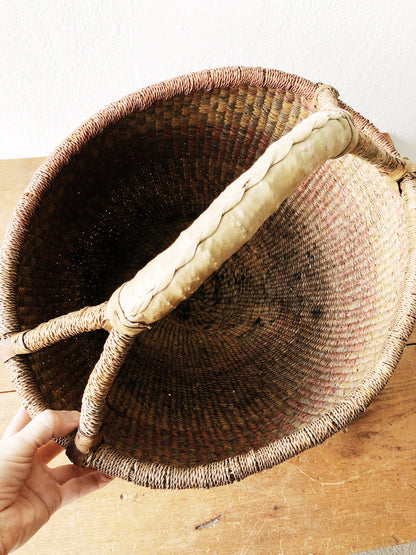 Leather Handled Bolga Basket