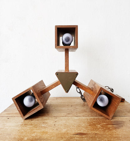 Vintage 1970s Wood Pendant Lamp