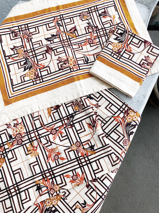 Vintage Printed Cotton Blanket or Bedspread