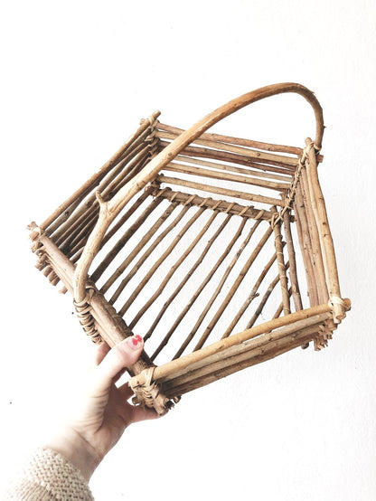 Vintage Folk Twig Basket