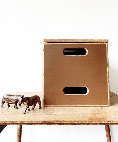 Handmade Vintage Wood Storage Cube