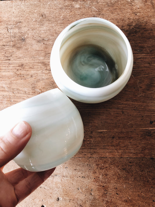 Vintage Marbled Glass Cups