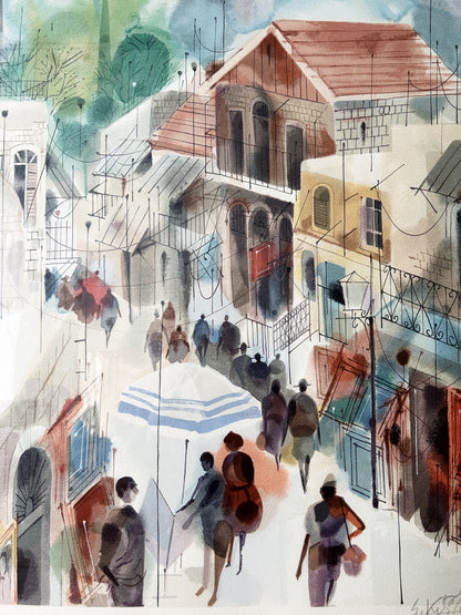 Large Framed Watercolor Painting