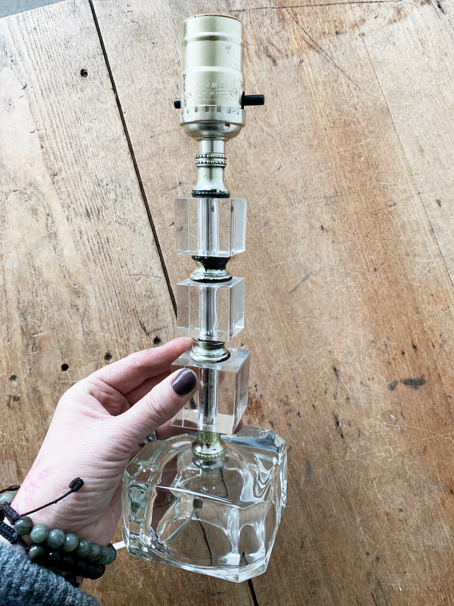 Mid Century Glass Cube Lamp