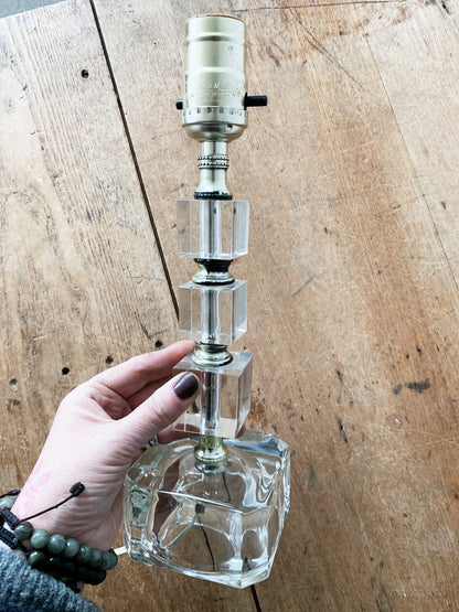 Mid Century Glass Cube Lamp