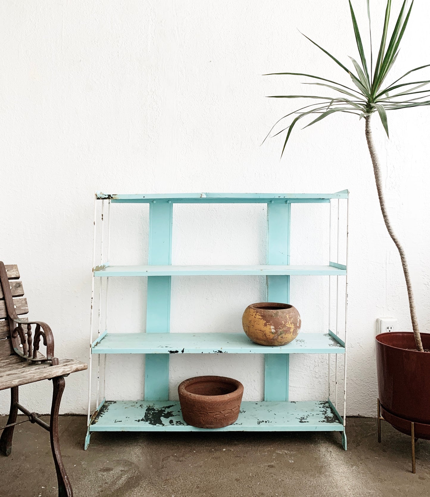 Vintage Turquoise Metal Shelf
