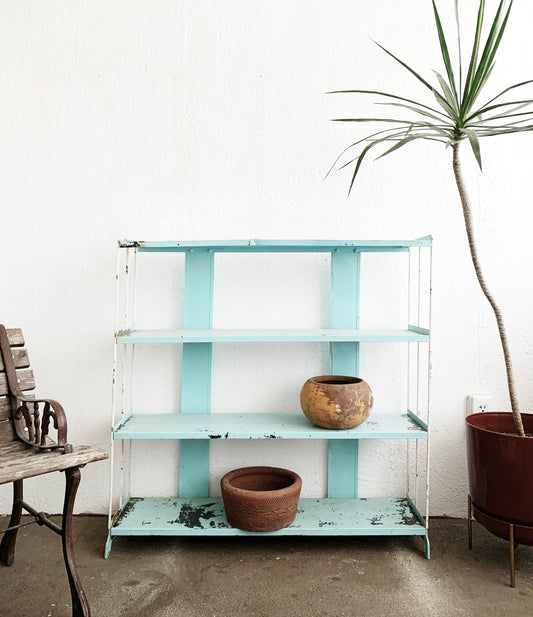 Vintage Turquoise Metal Shelf