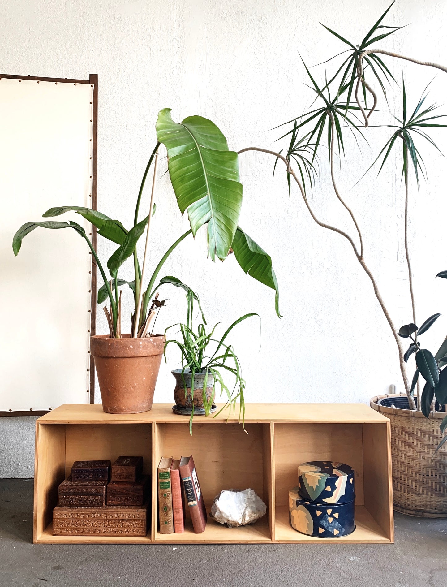 Vintage Wood Cubby Shelf