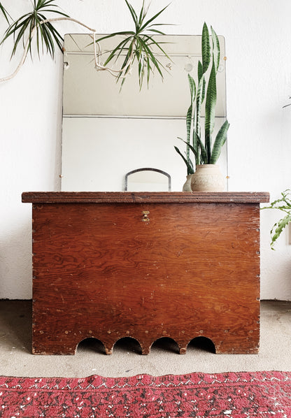Vintage Handmade Wood Trunk